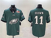 Men's Philadelphia Eagles #11 A. J. Brown Green 2025 Super Bowl LIX Patch Team Big Logo Vapor Untouchable Limited Stitched Jersey,baseball caps,new era cap wholesale,wholesale hats